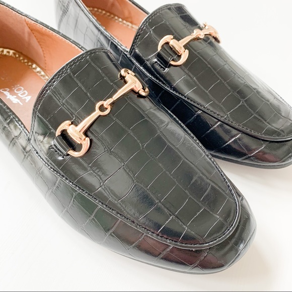 Top Moda Black Croc Loafer Astrid-1 - Picture 7 of 9